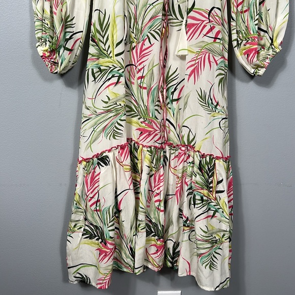 Taj by Sabrina Crippa Silk Embodied  Cream and Green Layered Skirt dress S - Picture 4 of 16